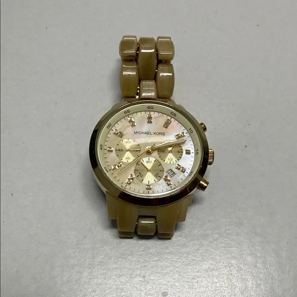 Michael Kors Gold and Brown Chronograph Watch Stainless Steel LIKE NEW